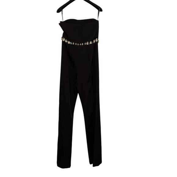 Retrofete Glenda Crystal Embellished Strapless Bandeau Black Jumpsuit Size Small - Picture 2 of 12